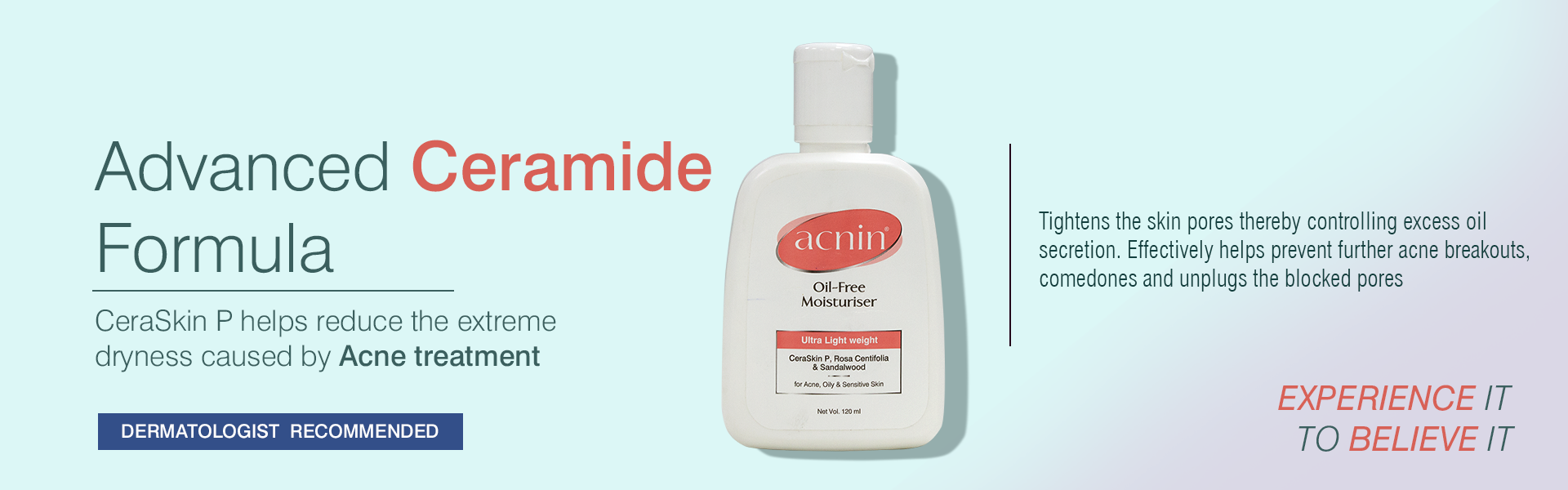 acnin oil free Ceramide Moisturizer For Acne Prone Skin